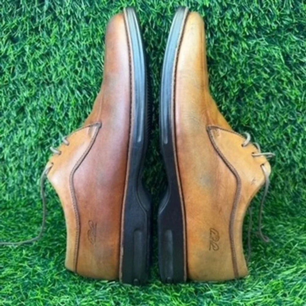Vintage Arnold Palmer Marty Men 12M Brown Leather Apron Toe Derby Shoes Brazil